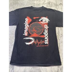 Imagine Dragons Handshake Black T-Shirt Size Medium All Cotton Band Tee